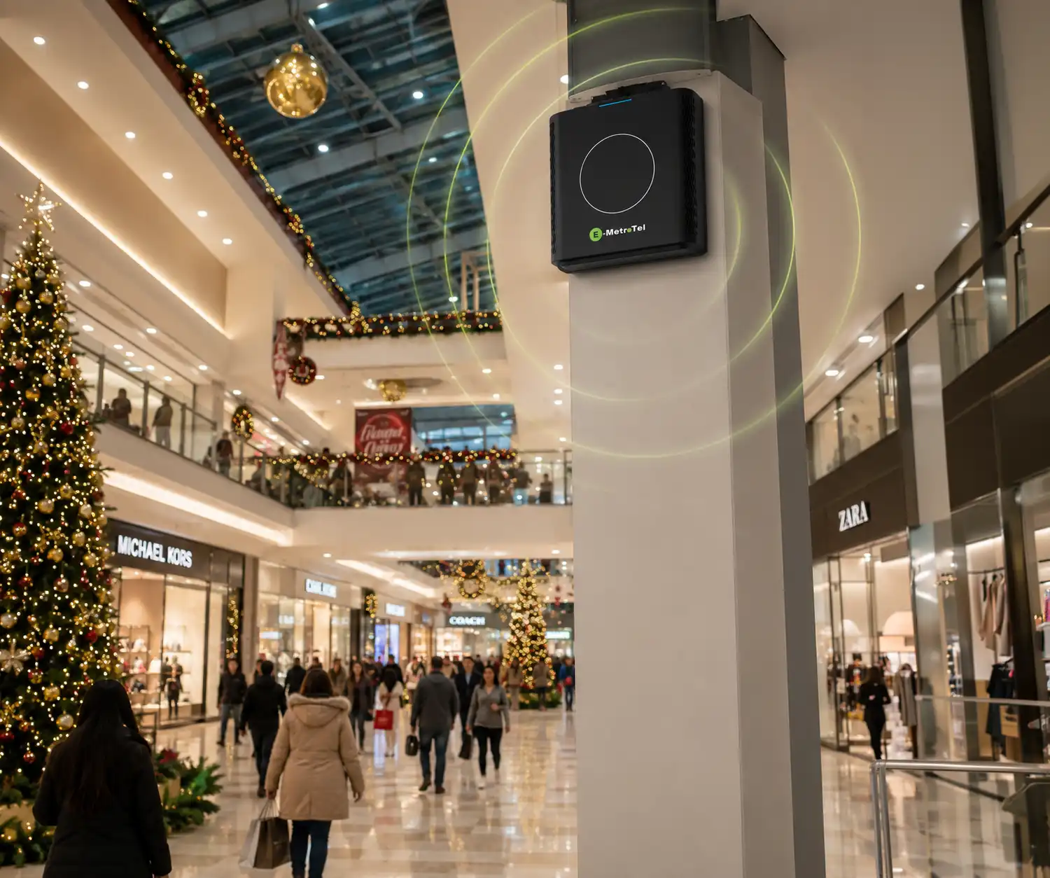 Galaxy AP500M providing dedicated DECT voice coverage in a busy workplace