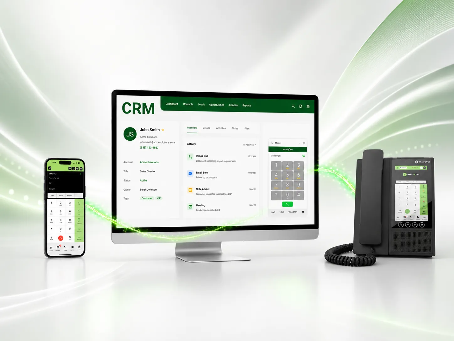 InfinityOne business dialpad working directly inside a CRM platform