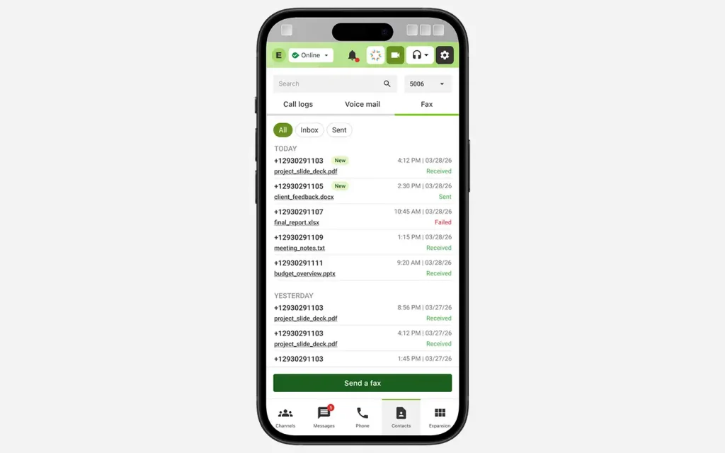 Fax Mobile Dashboard