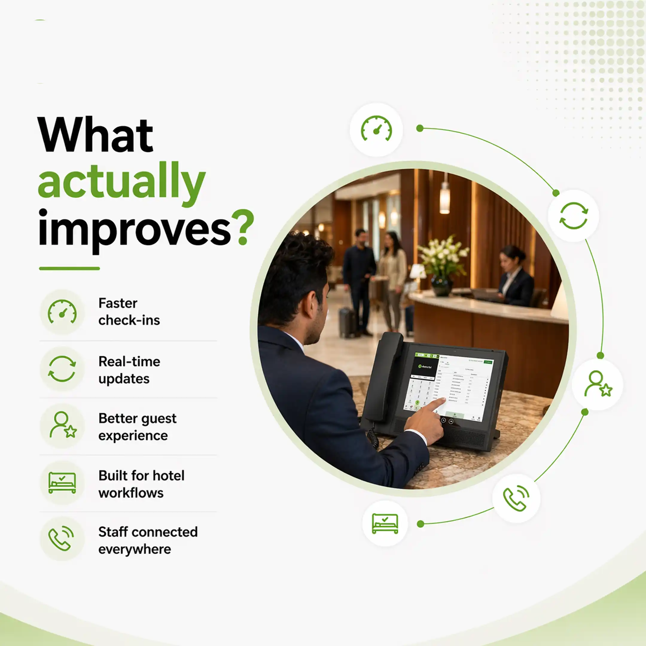 What actually improves with E-MetroTel: faster check-ins, real-time updates, better guest experience
