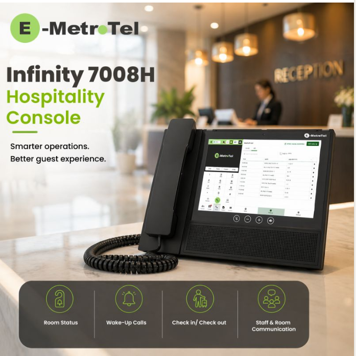 E-MetroTel Infinity 7008H hospitality front desk console