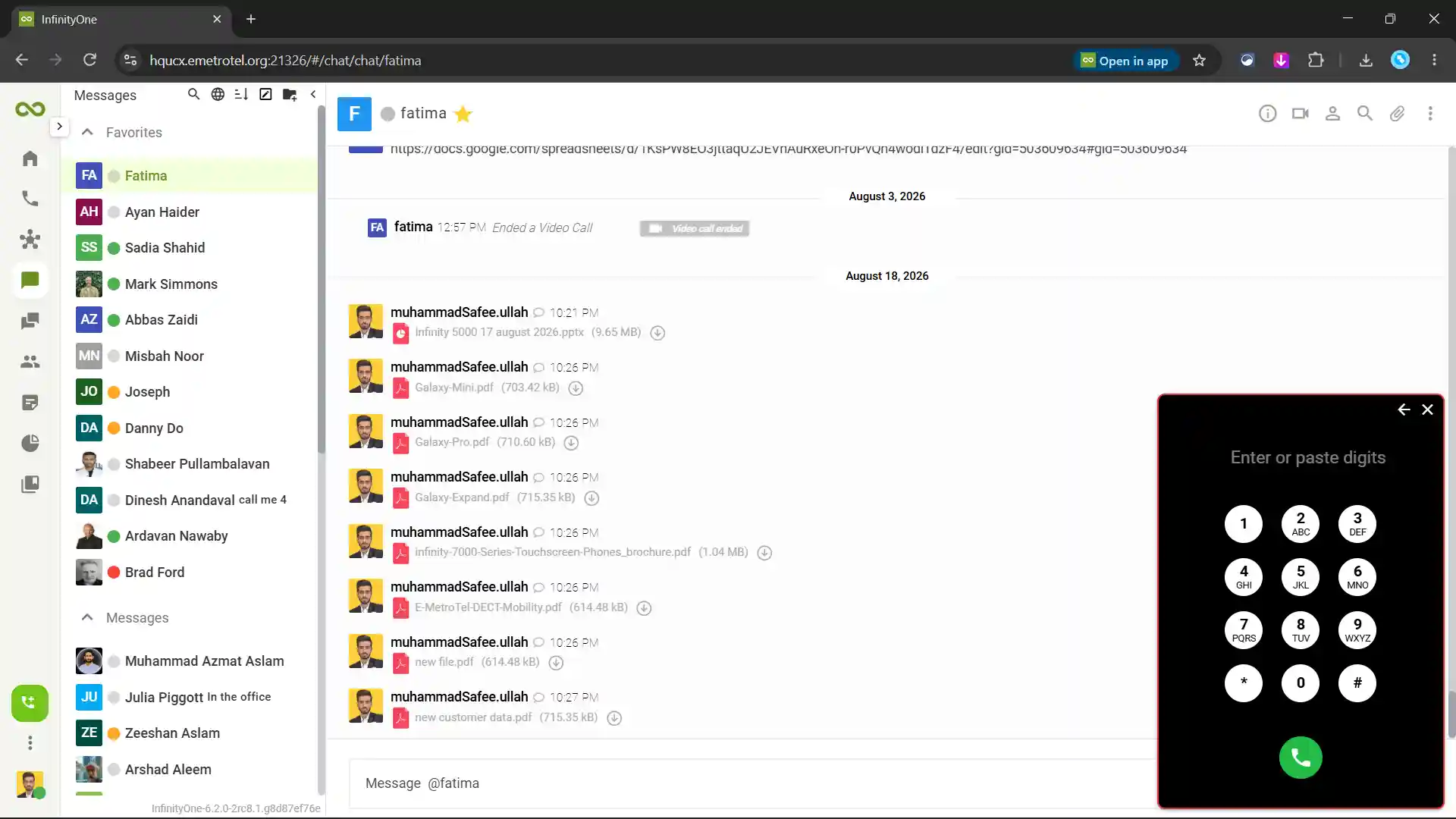 Infinity Web Client file sharing feature