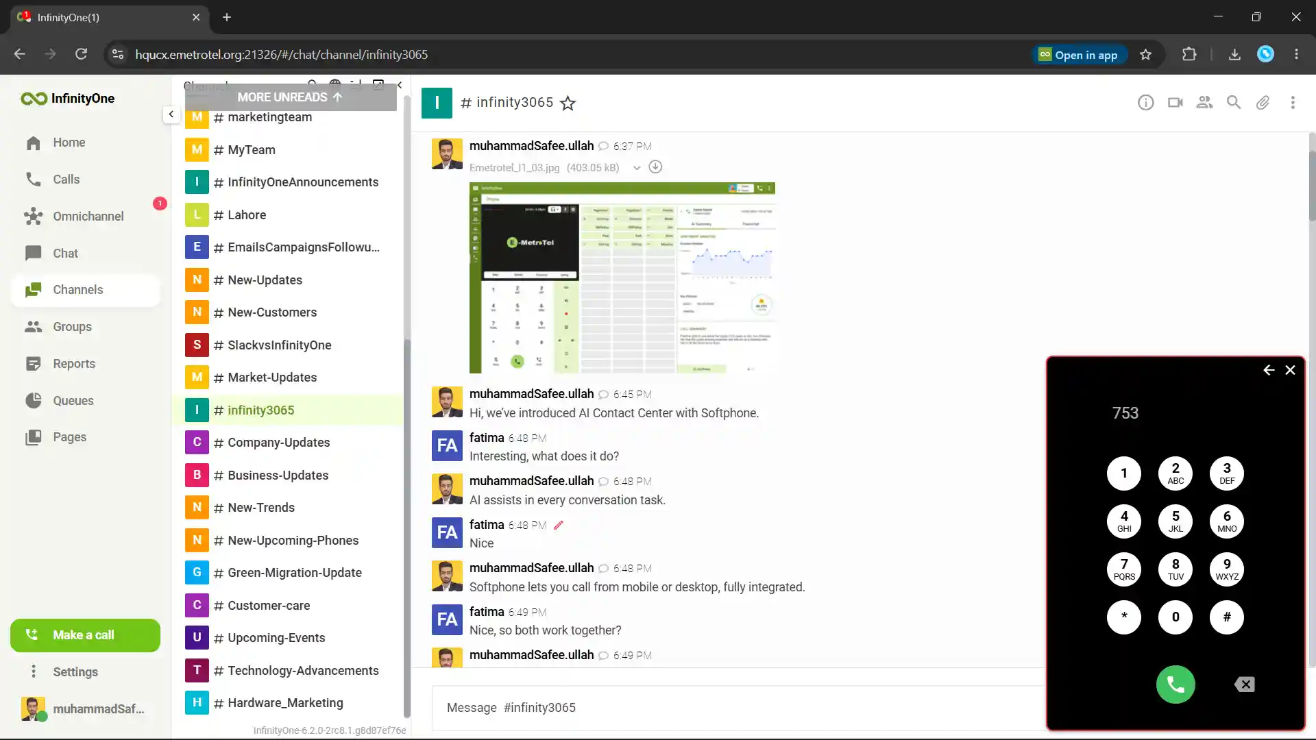 Infinity Web Client image sharing