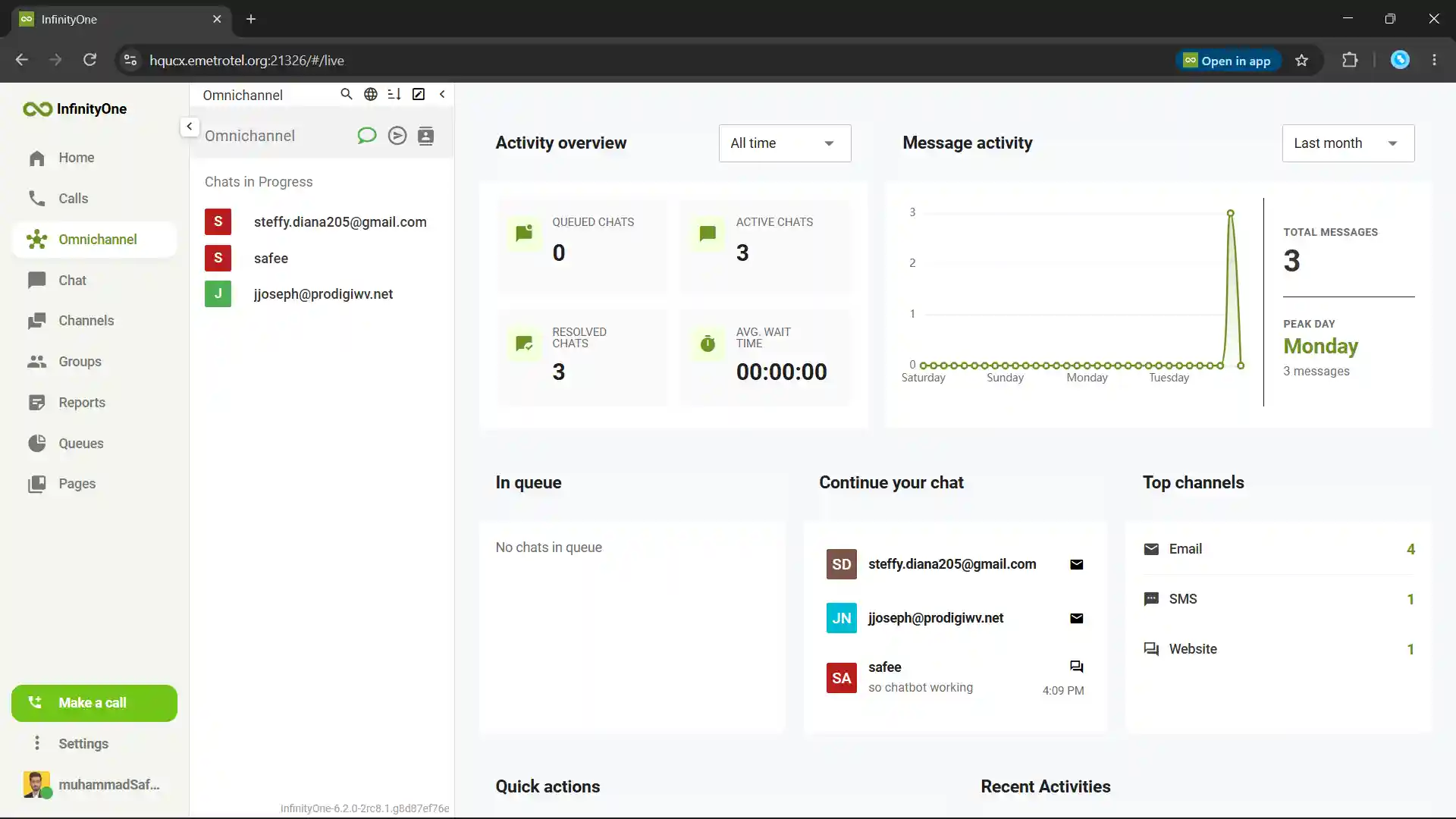 Infinity Web Client omnichannel contact center